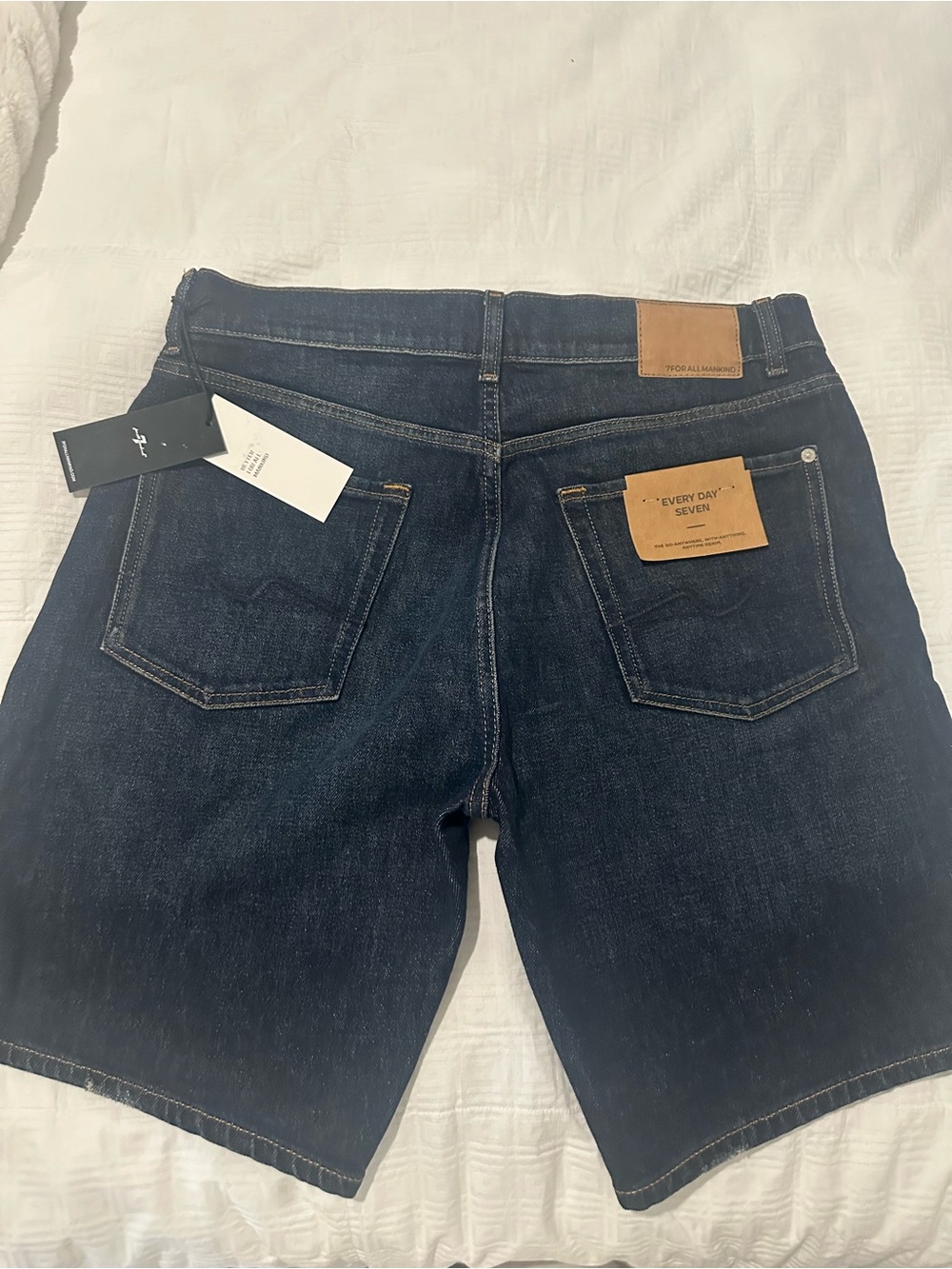 7 For All Mankind Dark Indigo Denim Shorts